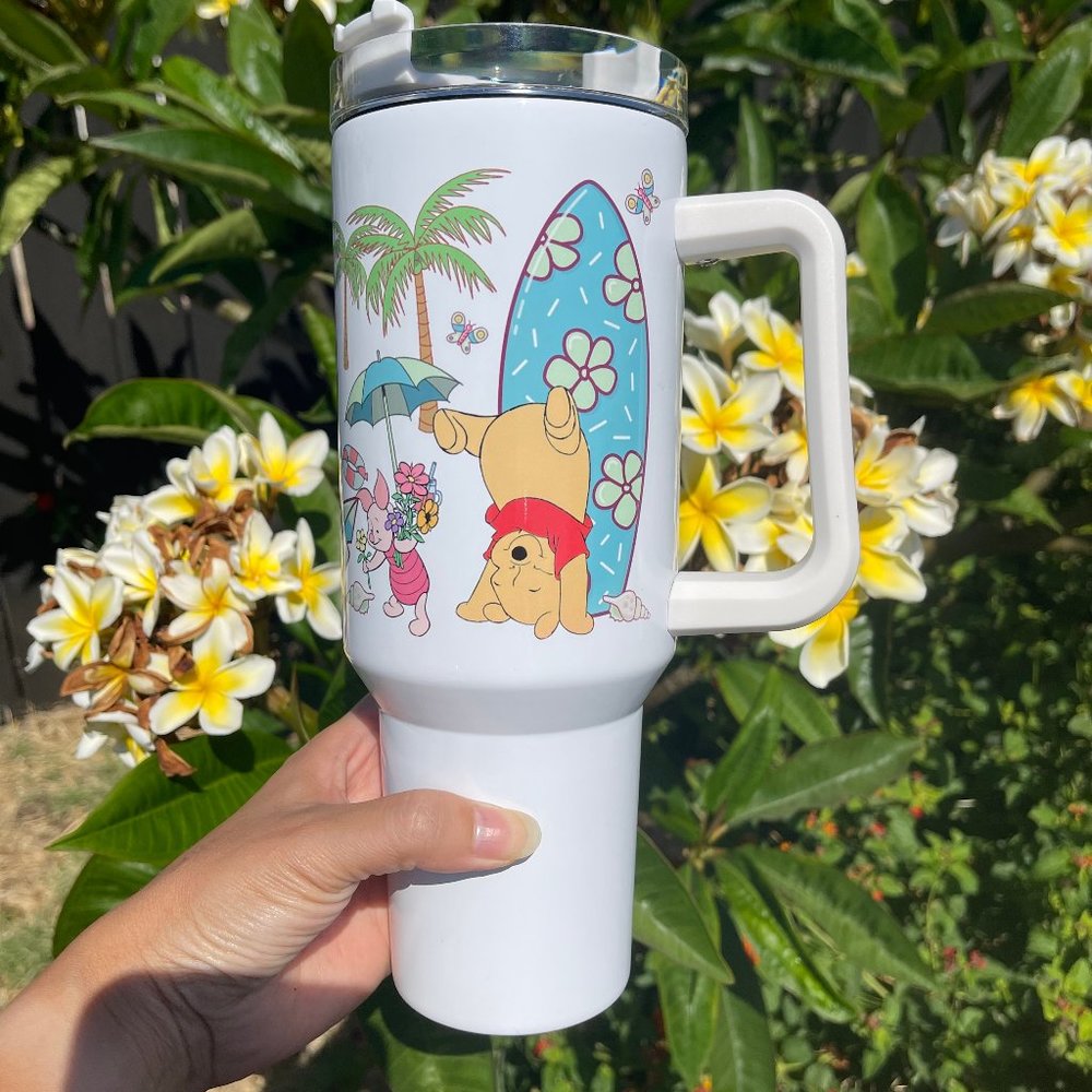 Disney Winnie the Pooh Beach Surfboard Brand  40 oz Tumbler double wall stainles - Picture 3 of 6